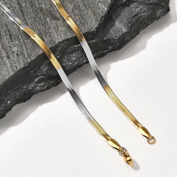 Ожерелья из нержавеющей стали с плоской цепочкой-змейкой для мужчин и женщин, долговечный