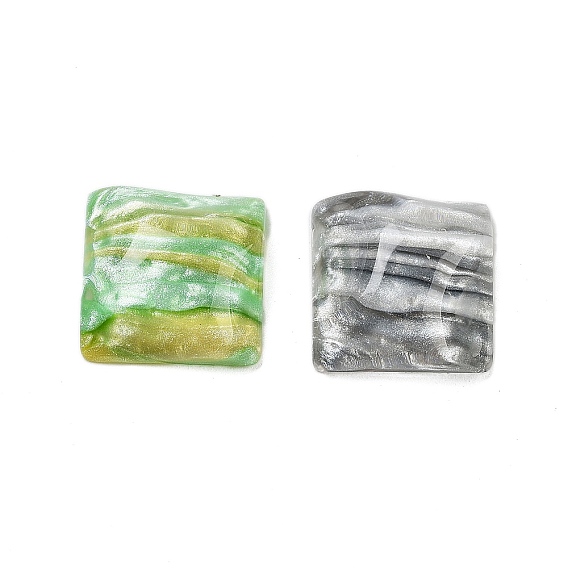 Полупрозрачная смола декодирует кабошоны, квадрат с водной рябью и блестящей пудрой