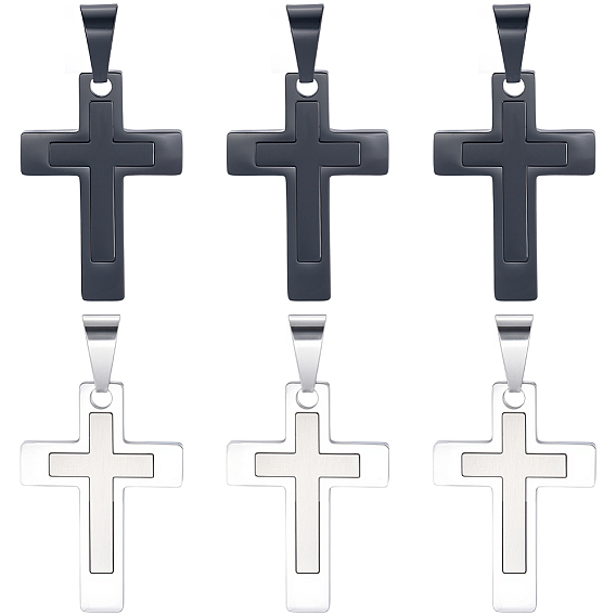 6 шт. 2 цвета 304 подвески из нержавеющей стали, крестик