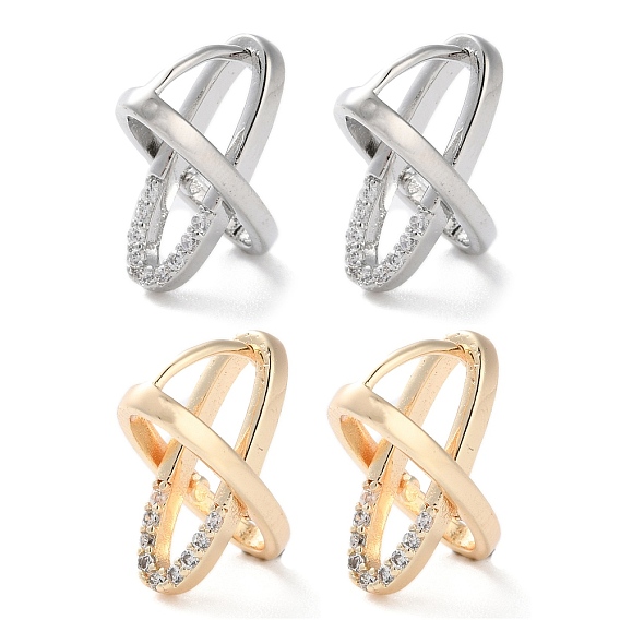 Латунные серьги-кольца из прозрачного кубического циркония, овальные