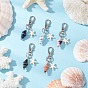 Подвесные украшения из фарфора ручной работы в виде ракушки, с синтетической бирюзой в виде морской звезды и поворотными карабинами из сплава