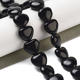 Natural Obsidian Beads Strands, Heart