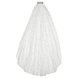 Свадебные вуали из сетчатой ткани, украшения для свадебной вечеринки для женщин, с бусиной из искусственного жемчуга