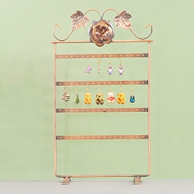 Rectangle with Flower Iron Earrings Storage Rack, Jewelry Storage Stands