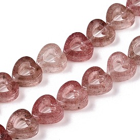 Natural Strawberry Quartz Beads Strands, Hollow Heart