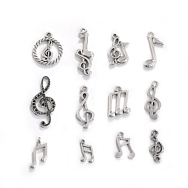 Tibetan Style Alloy Pendants, Musical Note Charms