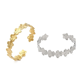 304 женские браслеты-манжеты с цветочным узором из нержавеющей стали