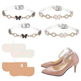 2 сумки 2 цвета цинковый сплав эмаль и смола и хрустальные стразы шнурки для обуви, с ковриком из искусственной кожи, золотые, Бабочка & кольцо