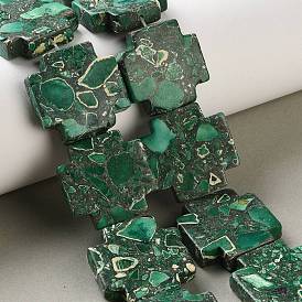 Synthetic Imperial Jasper Beads, Dyed, Cross