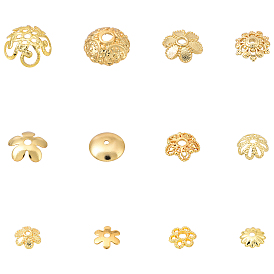 120Pcs 12 Styles Brass Bead Caps