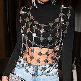 Блестящий акриловый диск пайетки сетчатый жилет цепи для тела