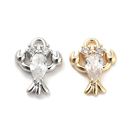 Латунные микропаве прозрачные кубические циркониевые подвески, без кадмия, без никеля и без свинца, со стеклом, Cray