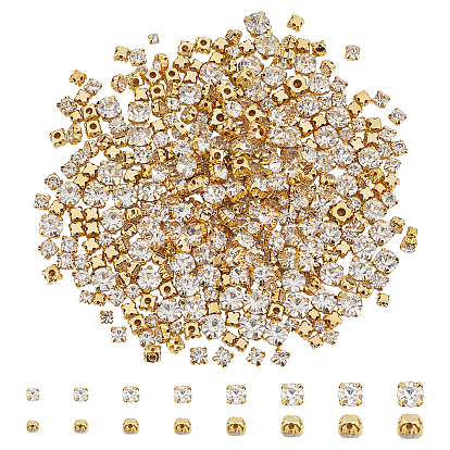 Sew on Rhinestone, Multi-strand Links, Glass Rhinestone, with Brass Prong Settings, Garments Accessories