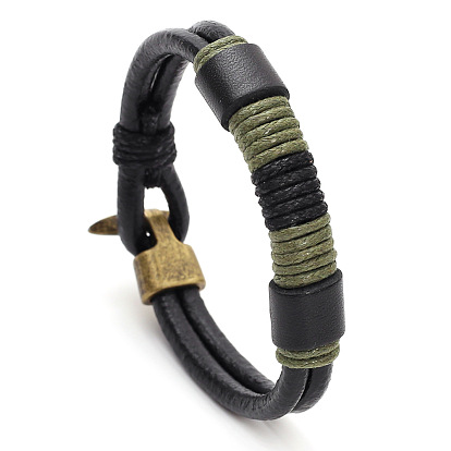 Винтажные браслеты из вощеного шнура и искусственной кожи, состоящие из двух нитей, с застежками из сплава под старинную бронзу.