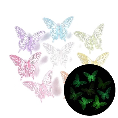 Luminous Opaque Acrylic Beads, Butterfly, Pearlized, Glow in the Dark