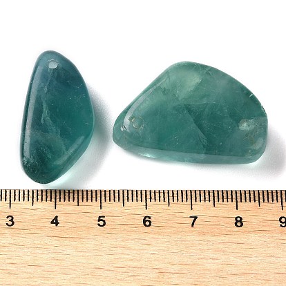 Natural Green Fluorite Pendants, Nuggets Charms, Tumbled Stone