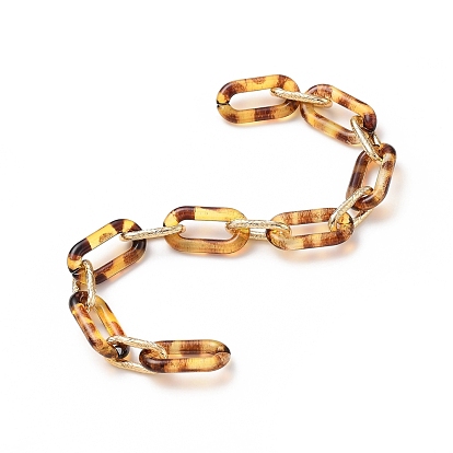 Прозрачные акриловые кабельные цепи ручной работы, с алюминиевыми звеньями, , овальные, для изготовления ювелирных изделий, золотой свет