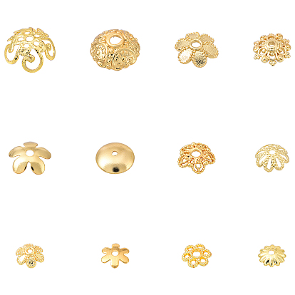 120Pcs 12 Styles Brass Bead Caps
