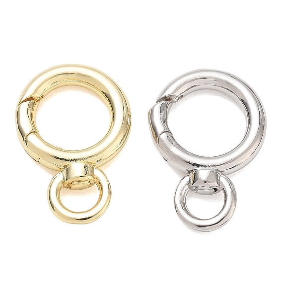 Rack Plating Brass Spring O Ring Clasps with Swivel Ring, Cadmium Free & Lead Free,  Long-Lasting Plated