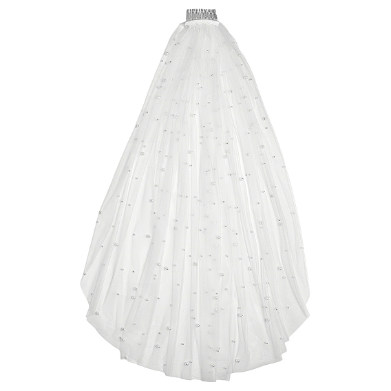 Свадебные вуали из сетчатой ткани, украшения для свадебной вечеринки для женщин, с бусиной из искусственного жемчуга