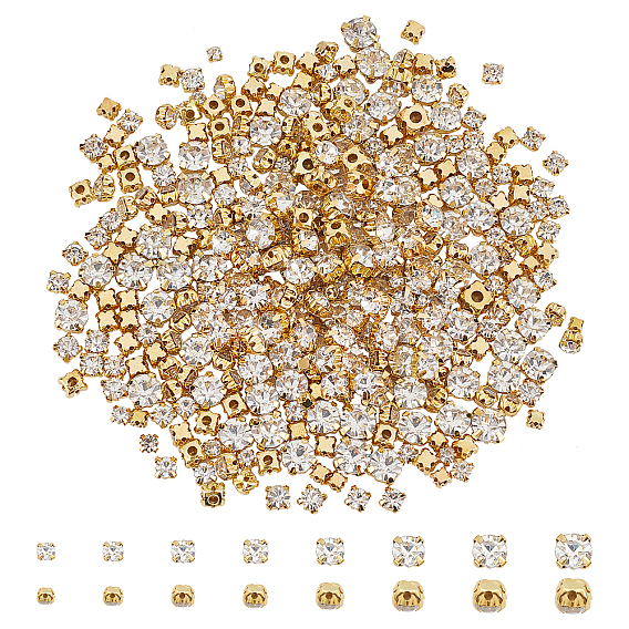 Nähen auf Rhinestone, Multi-Strang-Links, Glas Strass, mit Messingstiften, Bekleidungszubehör