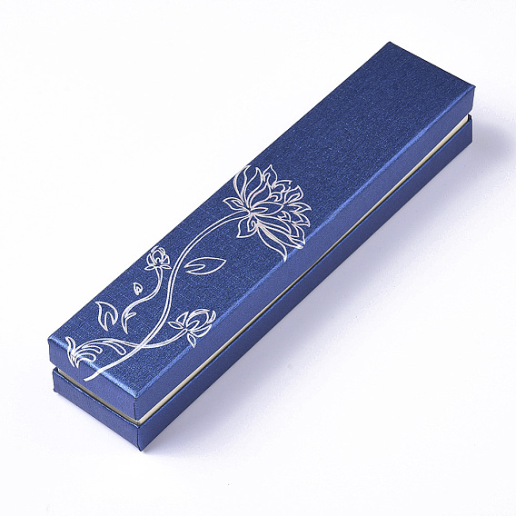 Прямоугольник картона ювелирных браслет коробки, велюр внутри, 225x48x38 мм