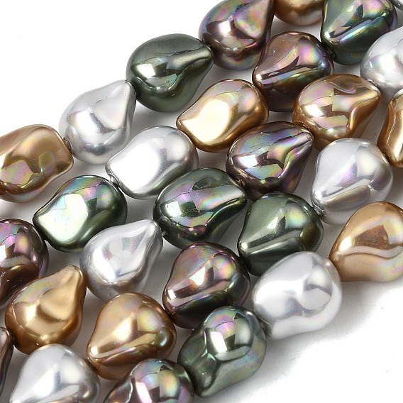 Нити бусин из гальванизированного непрозрачного стекла, имитирующие жемчуг, слеза