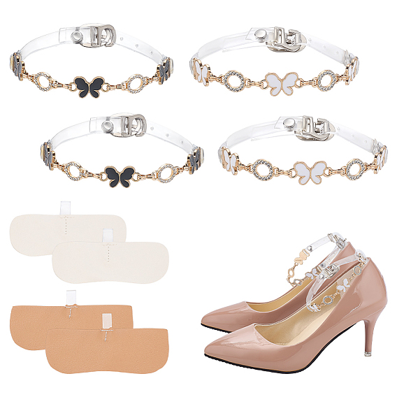 2 сумки 2 цвета цинковый сплав эмаль и смола и хрустальные стразы шнурки для обуви, с ковриком из искусственной кожи, золотые, Бабочка & кольцо