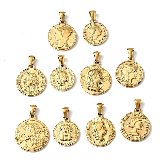 304 подвески из нержавеющей стали, ионное покрытие (ip), плоский круглый с человеческим обаянием