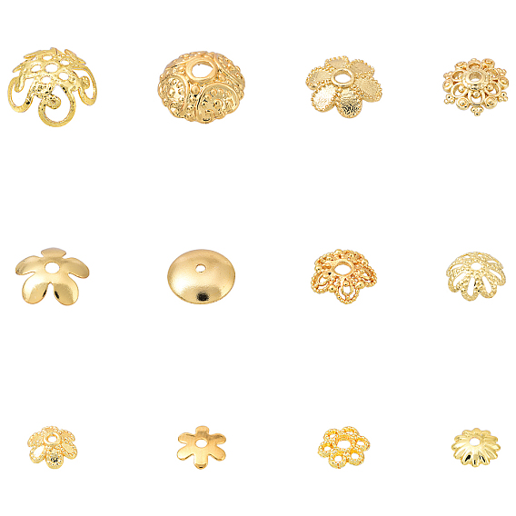 120pcs 12 styles capuchons de perles en laiton