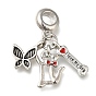 Rack Plating Alloy Enamel European Dangle Charms, Butterfly & Dog Bone Large Hole Pendants