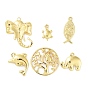 Ion Plating(IP) 304 Stainless Steel Pendants, Real 18K Gold Plated, Dolphin/Tortoise/Elephant/Jesus Fish/Flat Round with Tree & Owl Charm