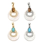 Латунные микропаве прозрачные подвески с фианитом, с натуральными ракушками и драгоценными камнями, слезинки