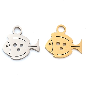 304 Stainless Steel Pendants, Laser Cut, Fish Charm