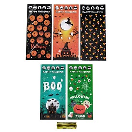 Halloween Printed Gift Plastic Bags, Rectangle Candy Wrapping Bags, Mixed Shapes