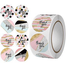 Round Paper Thank You Gift Sticker Rolls, Adhesive Decorative Sealing Stickers for Gifts, Party