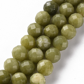 Natural Canada Jade Beads Strands, Round, Faceted