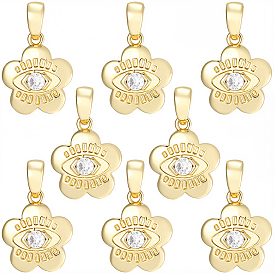 8 кулоны из латуни с микрочастицами и кубическим цирконием., без кадмия, без никеля и без свинца, цветок с оберегами от сглаза