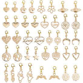 80 décorations de pendentifs en alliage pcs, avec alliage homard fermoirs pince