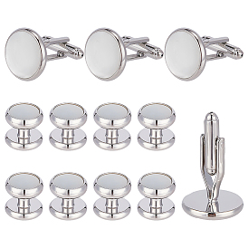 2 запонки из натуральной латуни с ракушками, плоско-круглые