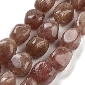 Natural Strawberry Quartz Beads Strands, Nuggets, Tumbled Stone