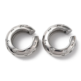 304 Stainless Steel Cuff Earrings for Women, C Shape & Heart