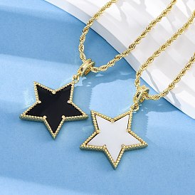 Латунные эмалевые ожерелья со звездами для женщин, реальный 18 k позолоченный