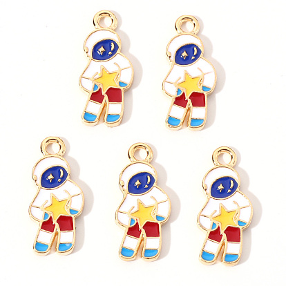 Подвески из эмали и сплава, космонавт со звездой, золотой свет