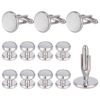 2 запонки из натуральной латуни с ракушками, плоско-круглые