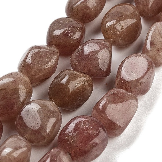 Naturel de fraise de quartz brins de perles, nuggets, pierre tombée