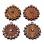 Beech wood Pendants, with Natural Gemstone Beads, Flower