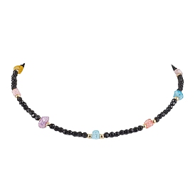 Synthetic Crackle Quartz Beaded Necklaces for Women, with Glass Bead