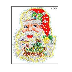 DIY Christmas Santa Claus Diamond Painting Sticker Kit, Including Resin Rhinestones Bag, Diamond Sticky Pen, Tray Plate and Glue Clay