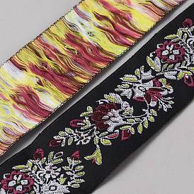 10 Yards Polyester Flower Jacquard Ribbons, for Clothing Ornament